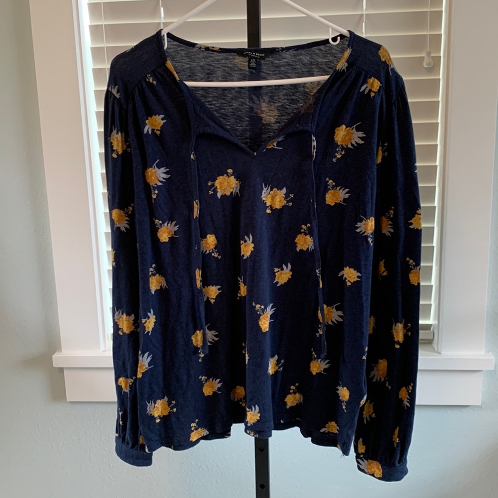Lucky brand pullover floral print cotton blouse